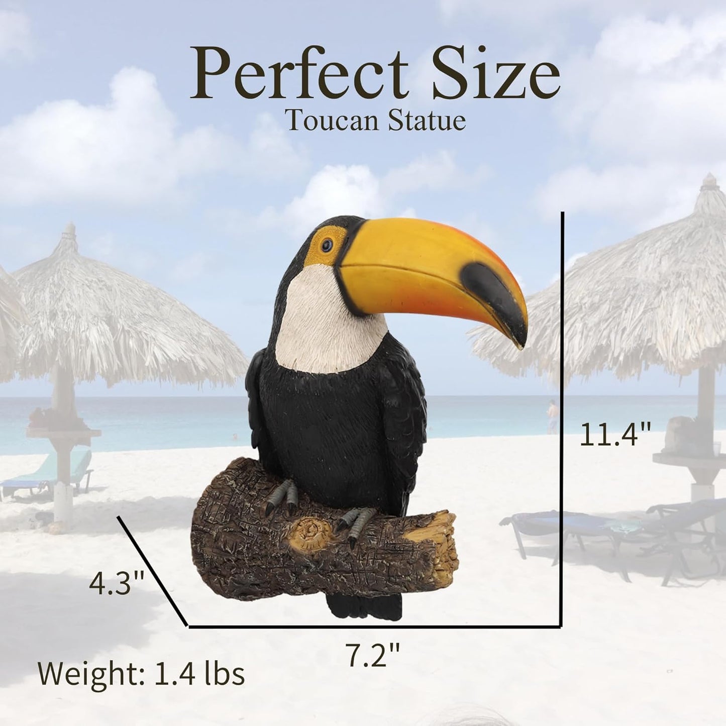 Toucan Tree Hugger Hanging Garden Statue - 11.4 Inch Multicolor Resin Tropical Bird Sculpture for Outdoor Spaces (Style 1)