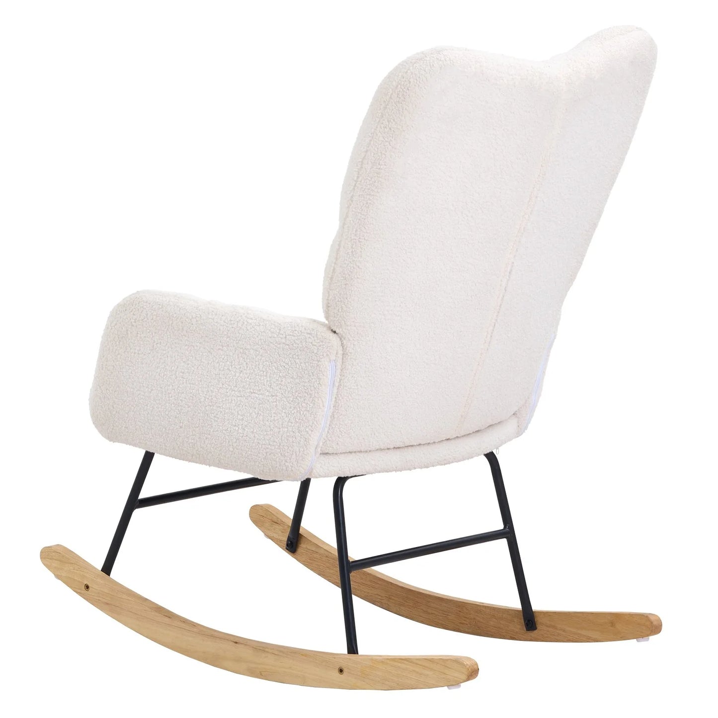 VEVOR Nursery Rocking Chair – Plush Upholstered Glider in Ivory White