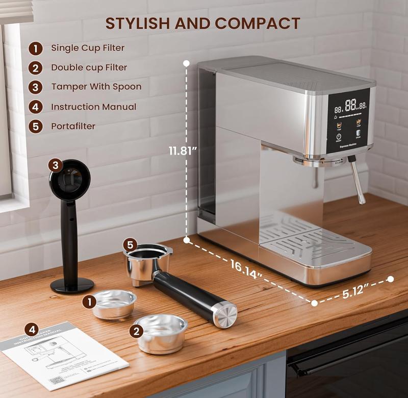 Brew Barista-Level Coffee at Home with the Kismile 20-Bar Espresso Machine