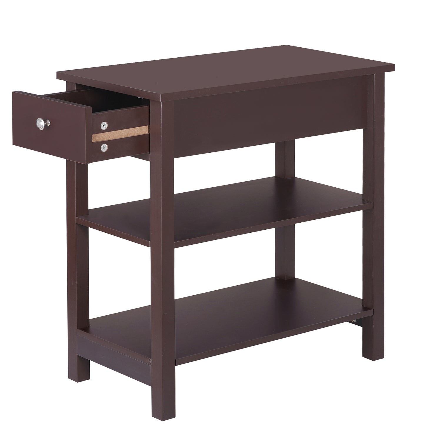 Open End Table Narrow Side Table Slim End Table for Living Room Bedroom Brown