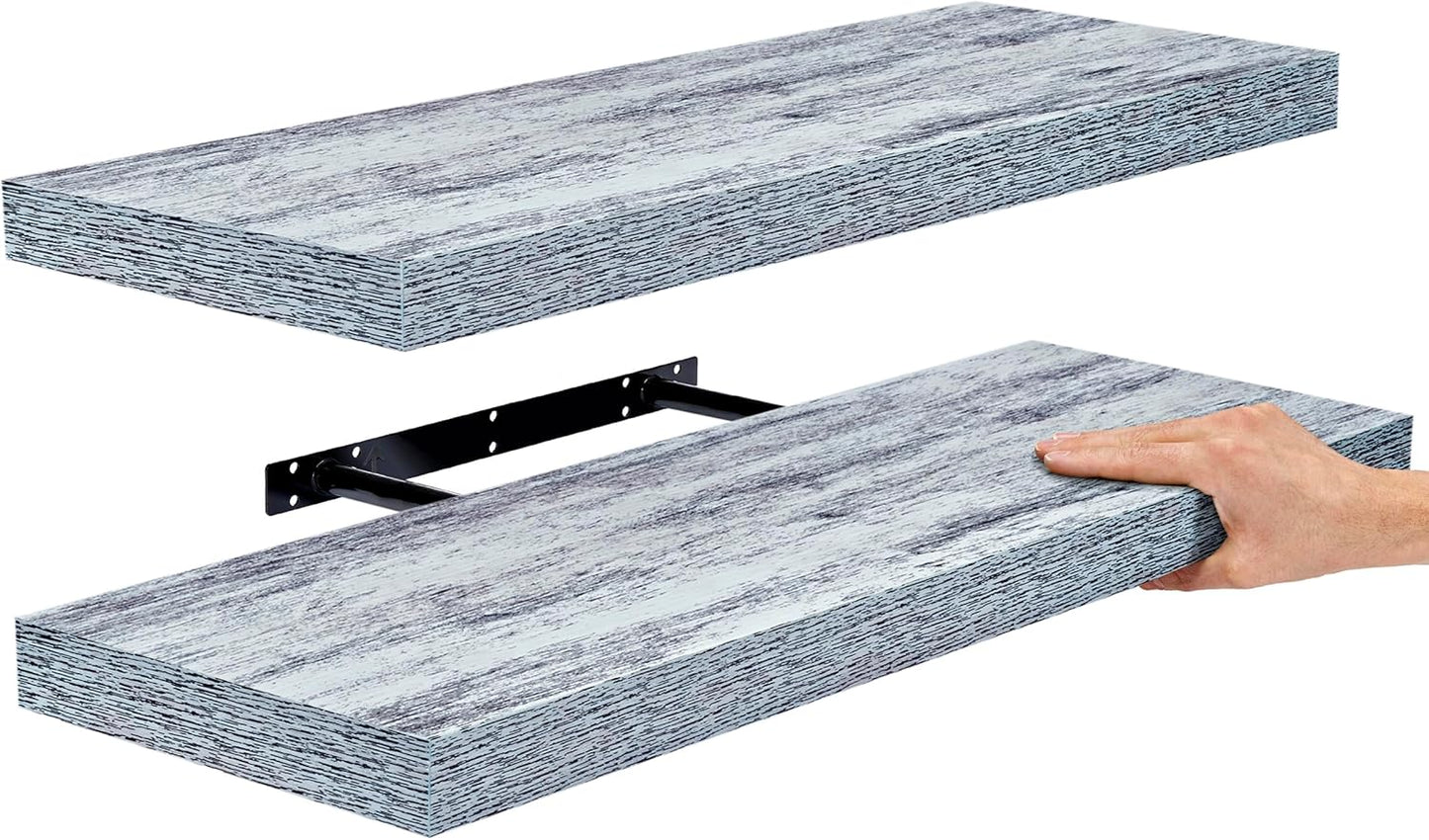 Rustic Floating Shelves for Wall – Set of 3, 16 Inch Wood Shelf for Bathroom, Bedroom, Living Room, Kitchen & Office Decor