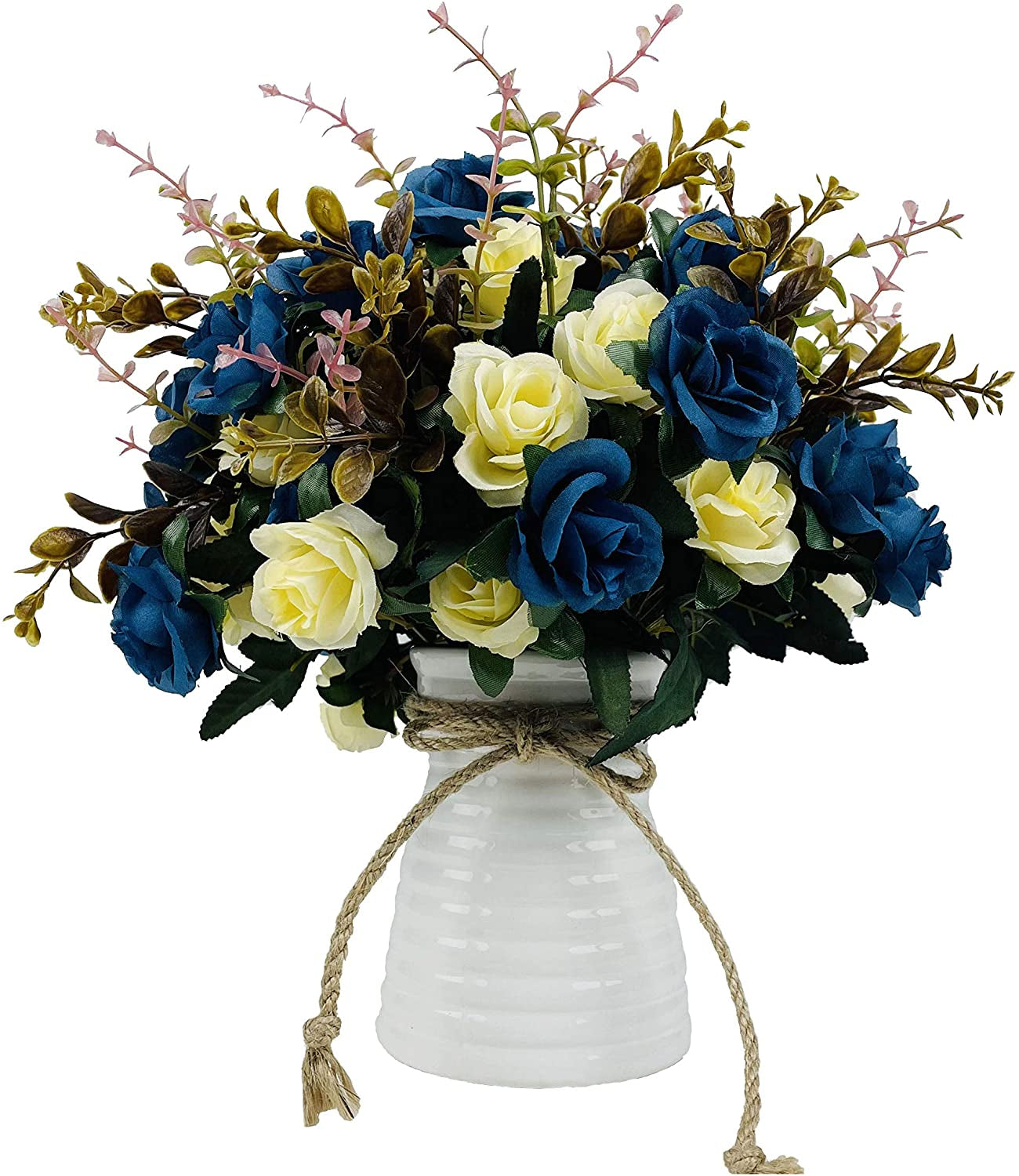 Artificial Hydrangea Flower Arrangements in Vase for Home, Garden, Party, and Wedding Centerpieces