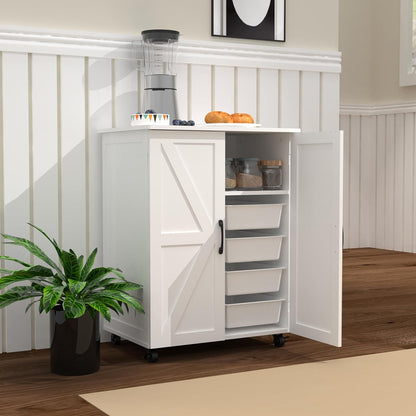 Versatile Mobile Kitchen Island on Wheels - Stylish White Rolling Cart for Effortless Storage and Organization in Small Spaces