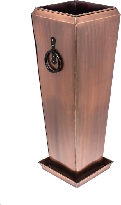 Tall Planter Antique Copper Patio Deck Indoor Outdoor Garden Flower Planter
