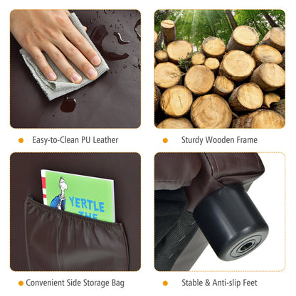 Kids Leather Recliner Chair with Footrest & Side Pocket – Brown