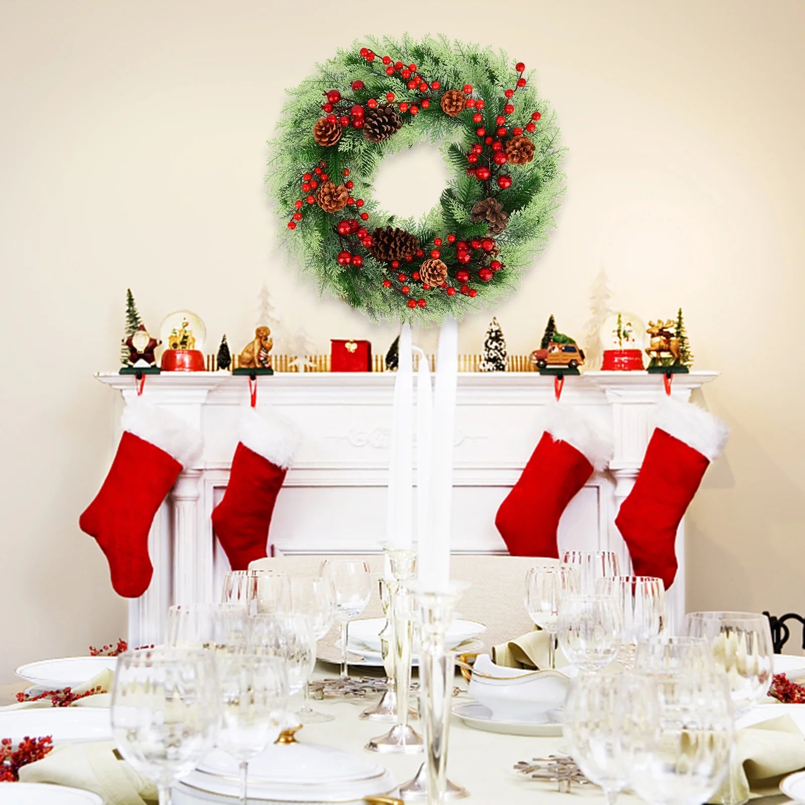 18-Inch Artificial Christmas Wreath for Indoor/Outdoor Holiday and Party Decor