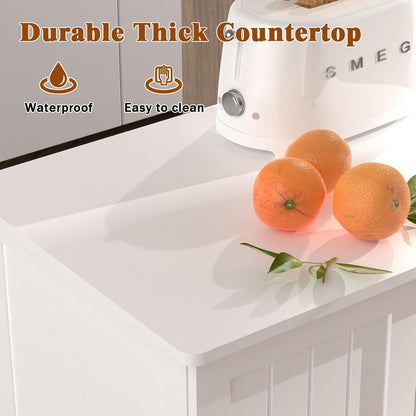 Versatile Mobile Kitchen Island on Wheels - Stylish White Rolling Cart for Effortless Storage and Organization in Small Spaces