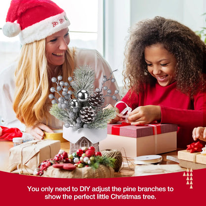 Miniature Silver Christmas Tree with Ornaments 