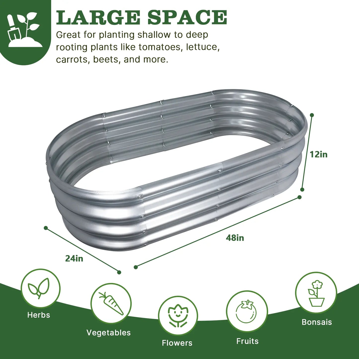 Tramull Oval Metal Planter Box - Ideal for Vegetables and Effortless DIY Assembly for Your Gardening Journey