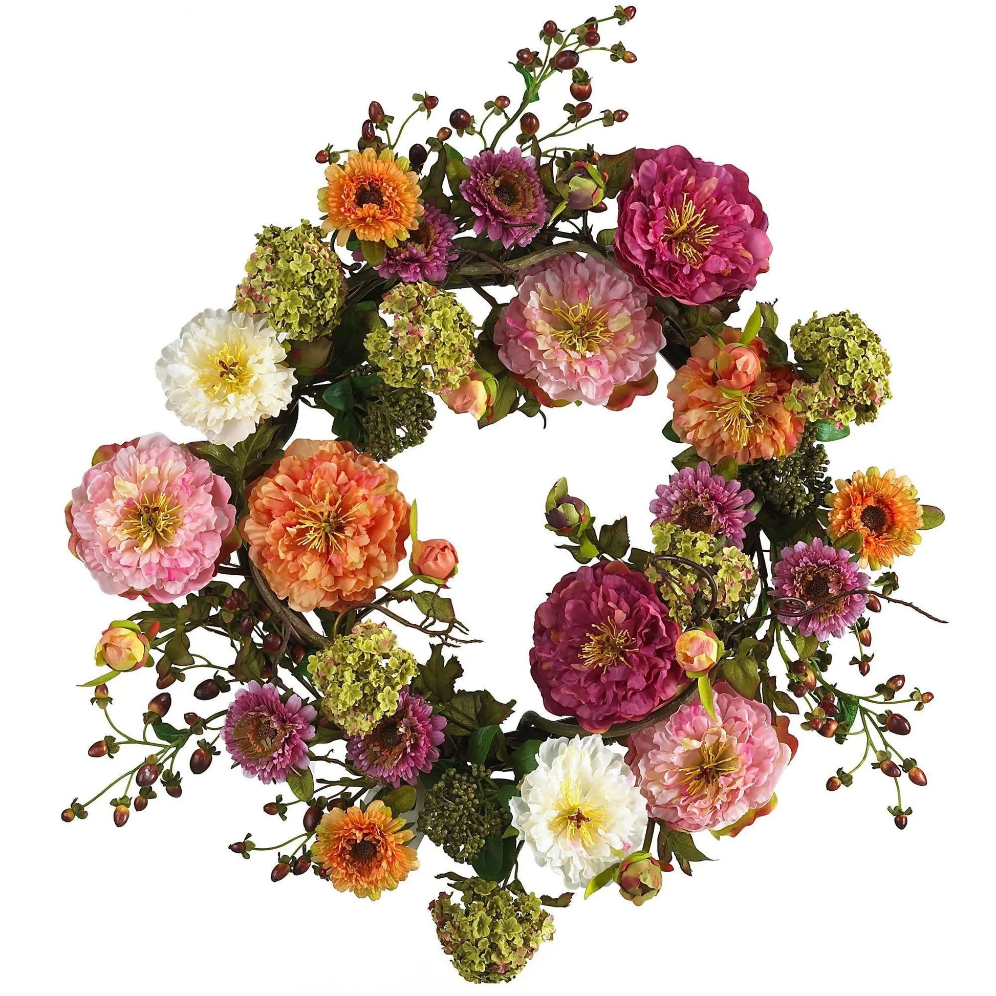 Elegant 24-Inch Mixed Peony Wreath to Enhance Your Décor