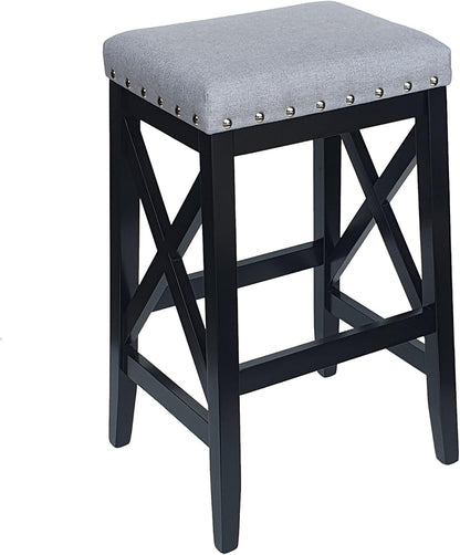 Blair Contemporary Farmhouse Upholstered Fabric Barstools - Set of 2