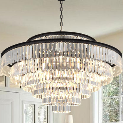 Elegant 7-Tier Crystal Chandelier, 17-Light Nickel Finish