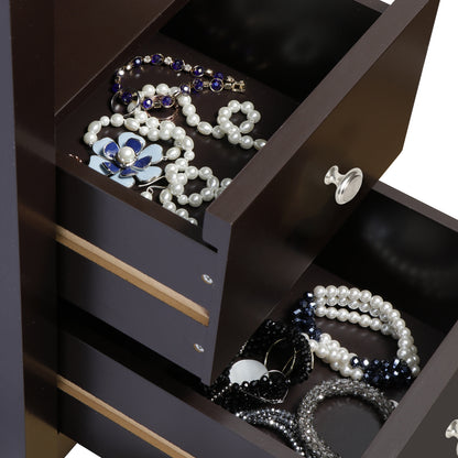 Set of 2 Narrow End Table W/2 Drawers Open Shelf Sofa Side Table for Living Room