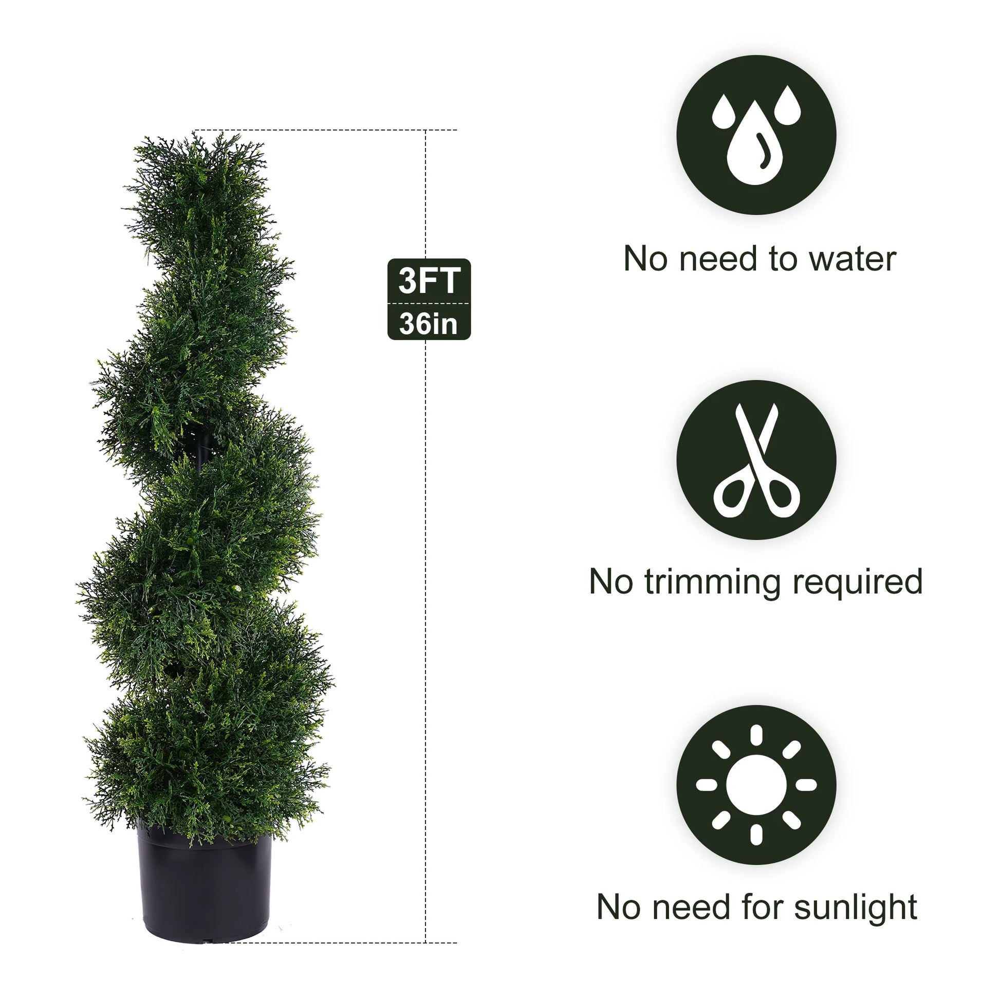 Set of 2 Spiral Topiary Cypress Trees – 3FT Indoor/Outdoor