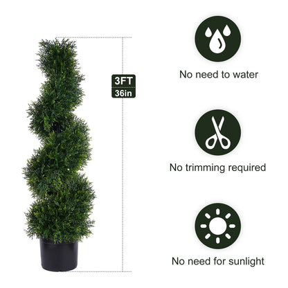 Set of 2 Spiral Topiary Cypress Trees – 3FT Indoor/Outdoor