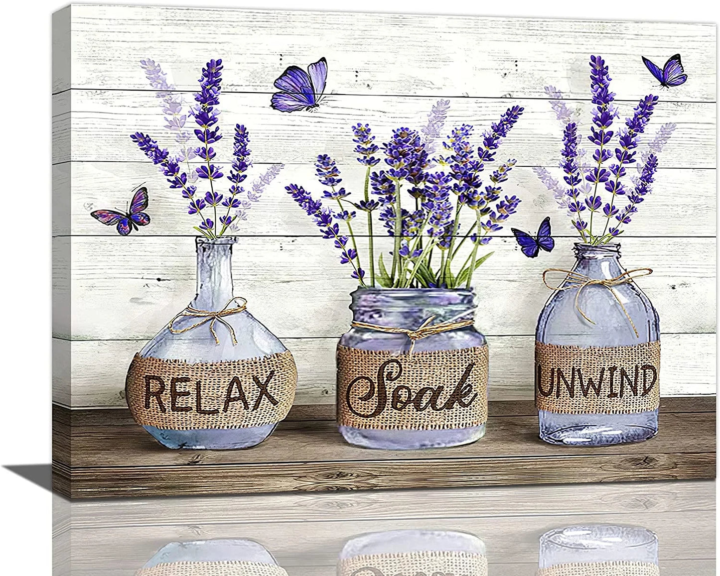 Cozy Farmhouse Bathroom Wall Art – ‘Relax, Soak & Unwind’ Cotton Canvas, 12x16 Framed