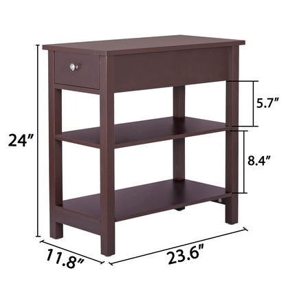 Open End Table Narrow Side Table Slim End Table for Living Room Bedroom Brown