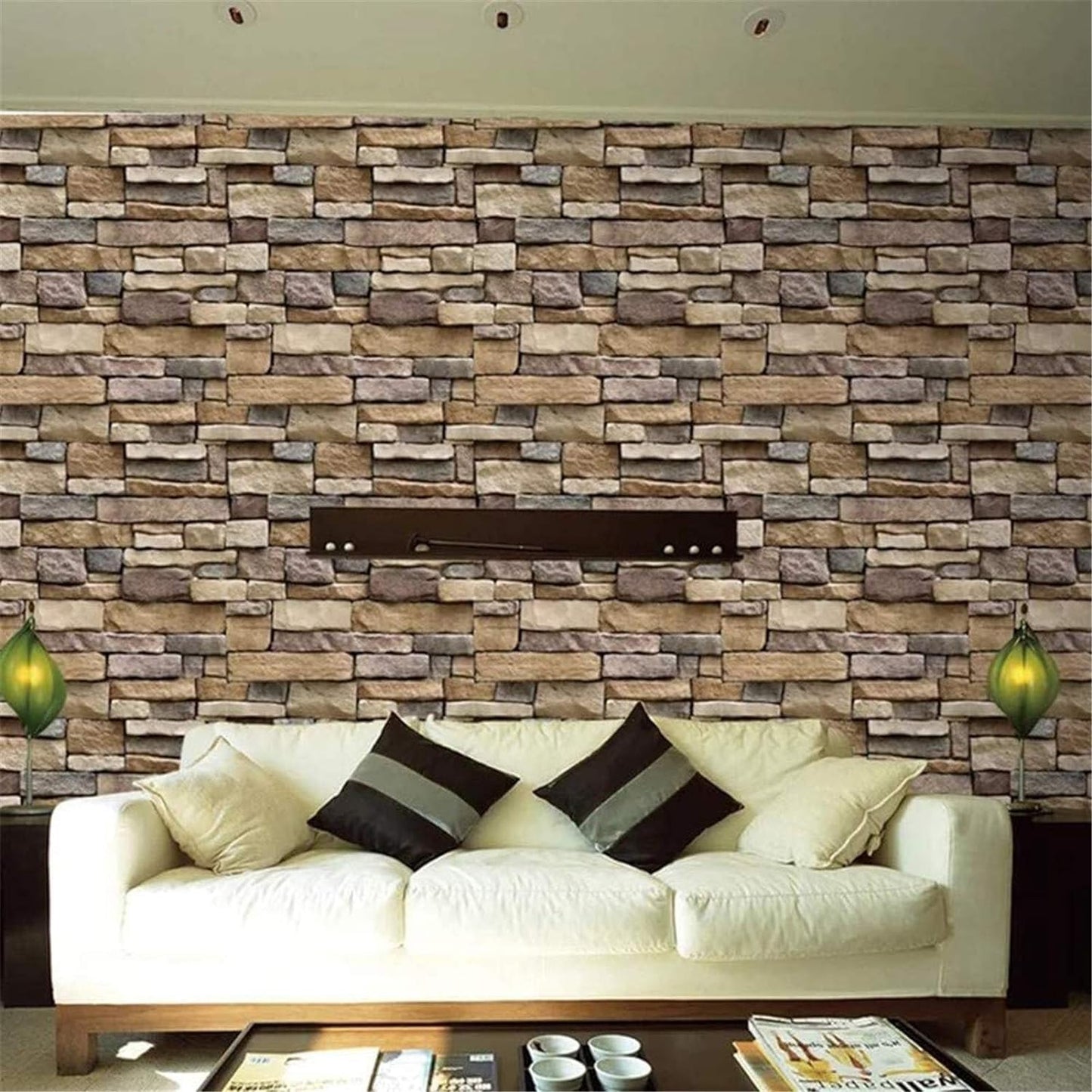 18"X120" Brick Wallpaper Peel and Stick Modern Stone Contact Paper Backsplash Self-Adhesive Wall Paper Kitchen Bedroom Accent Wall Brown Beige Removable Wallpaper