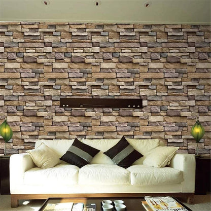 18"X120" Brick Wallpaper Peel and Stick Modern Stone Contact Paper Backsplash Self-Adhesive Wall Paper Kitchen Bedroom Accent Wall Brown Beige Removable Wallpaper