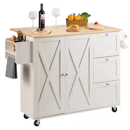 Kitchen Island Cart with Storage and Mobility