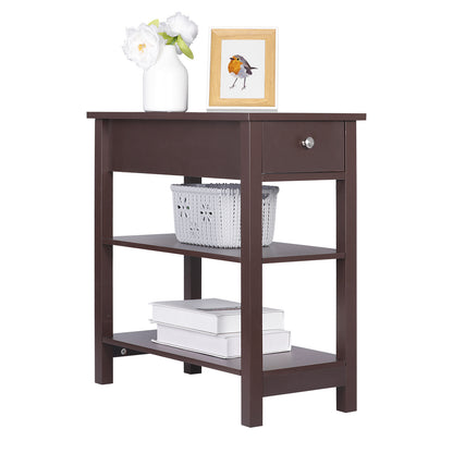 Open End Table Narrow Side Table Slim End Table for Living Room Bedroom Brown