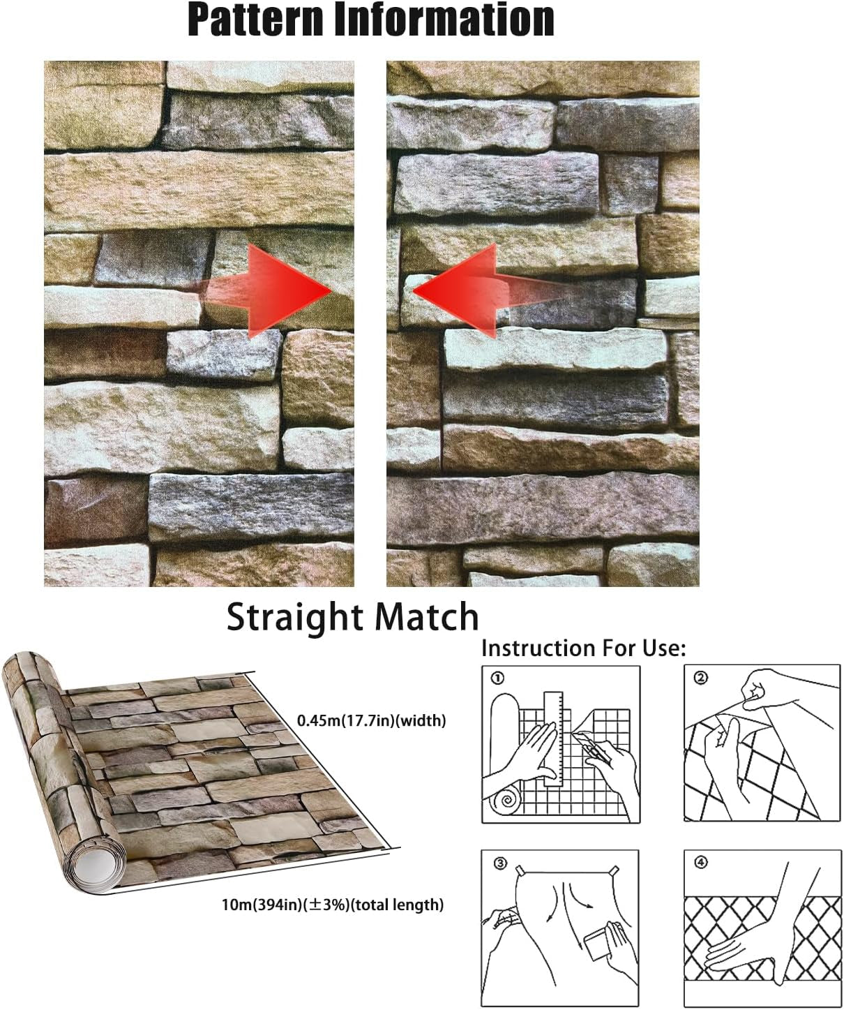 18"X120" Brick Wallpaper Peel and Stick Modern Stone Contact Paper Backsplash Self-Adhesive Wall Paper Kitchen Bedroom Accent Wall Brown Beige Removable Wallpaper