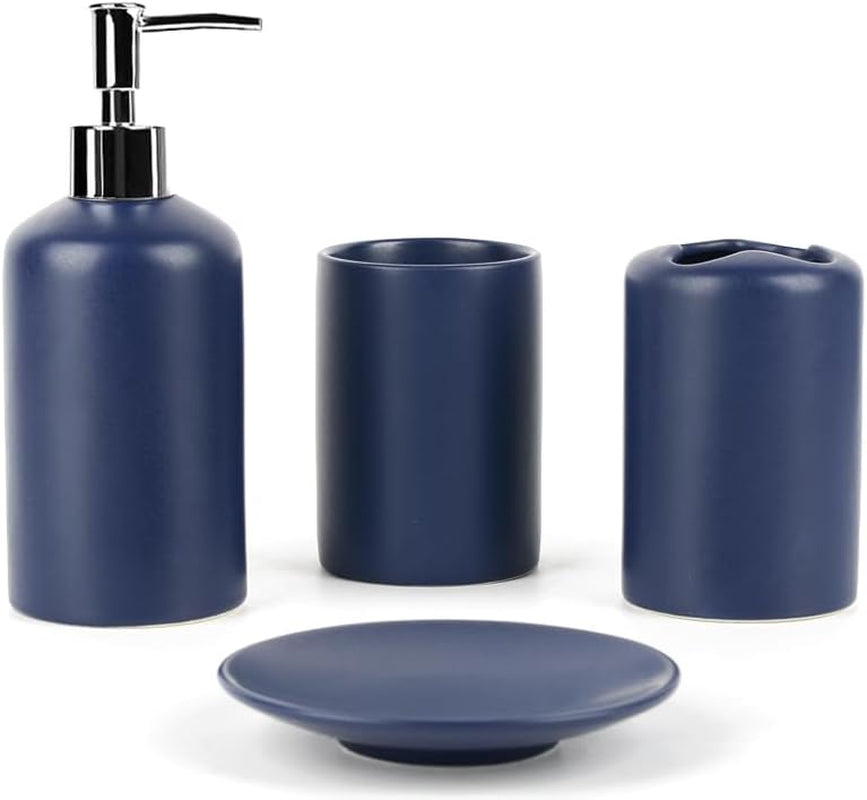 4-Piece Ceramic Bath Set — Purple Zebra Print