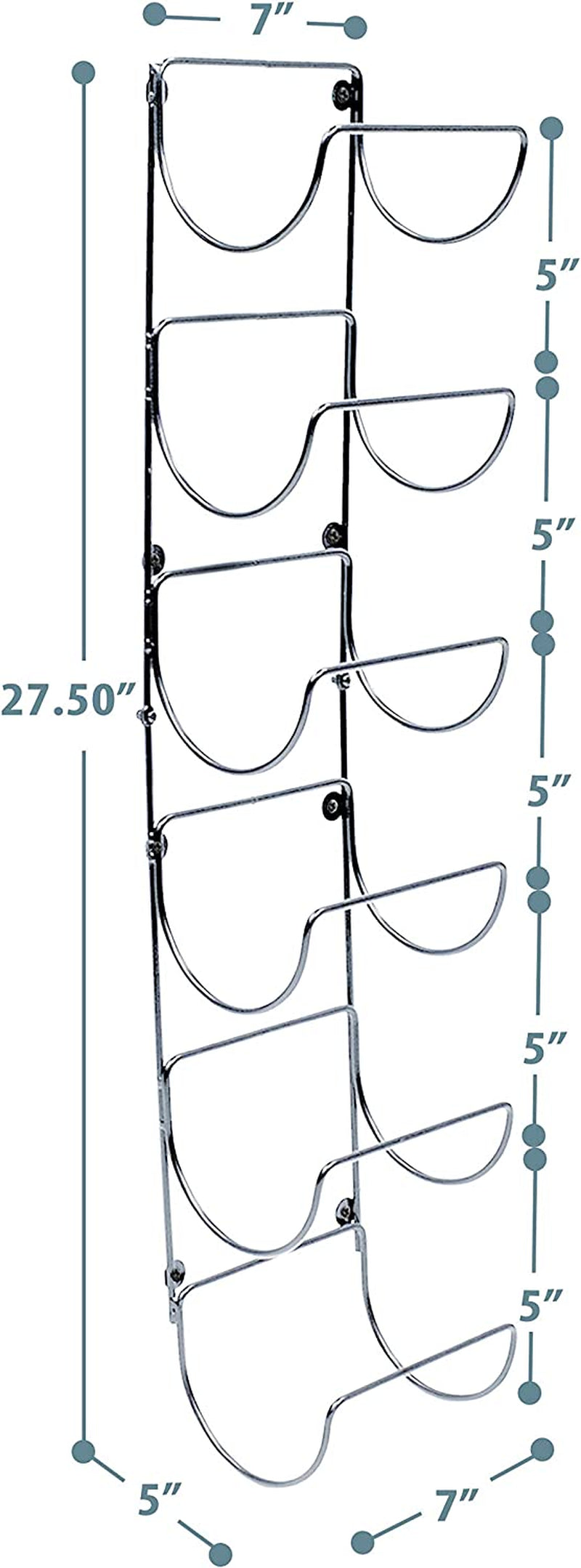 6-Compartment Wall-Mount Towel & Wine Rack – Silver Metal Organizer for Bathroom, Kitchen & More