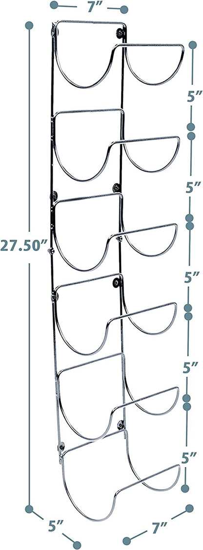 6-Compartment Wall-Mount Towel & Wine Rack – Silver Metal Organizer for Bathroom, Kitchen & More