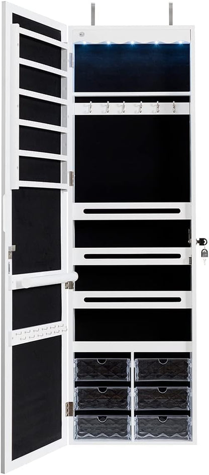 Full-Length Mirror Jewelry Organizer with Drawers & Lights