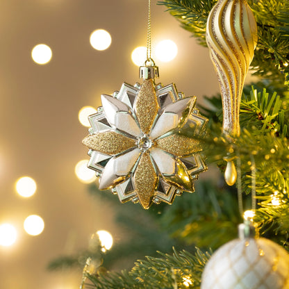 80-Ct Shatterproof Christmas Ornaments Set in White Gold for Tree Decoration