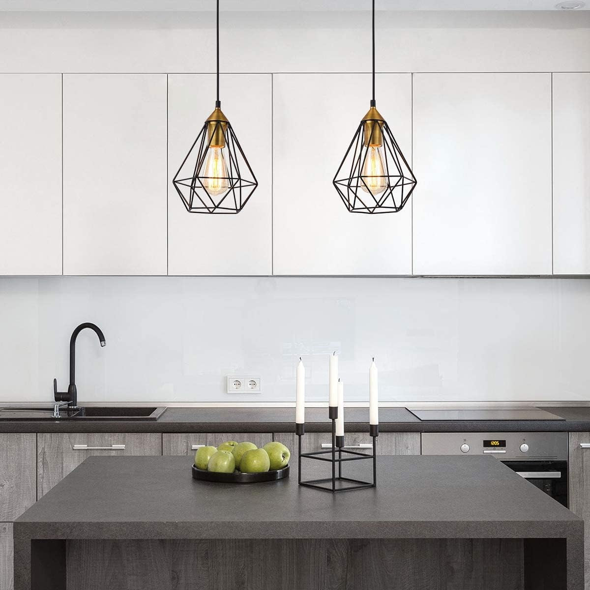 2-Light Black Metal Indoor Pendant Light Fixture for Kitchen Island, Bar, Dining Room, and Office