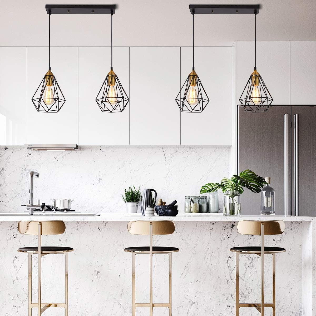 2-Light Black Metal Indoor Pendant Light Fixture for Kitchen Island, Bar, Dining Room, and Office