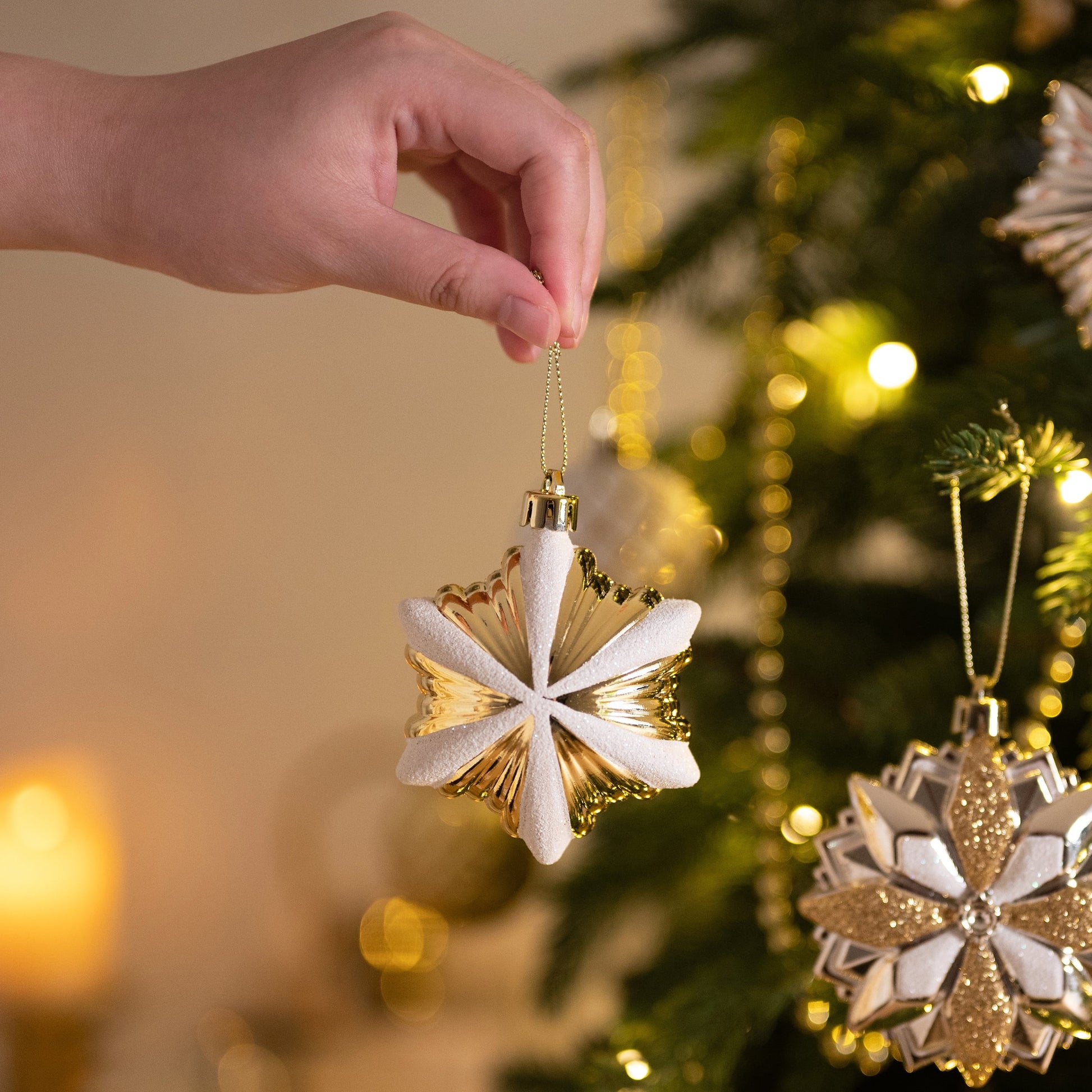 80-Ct Shatterproof Christmas Ornaments Set in White Gold for Tree Decoration