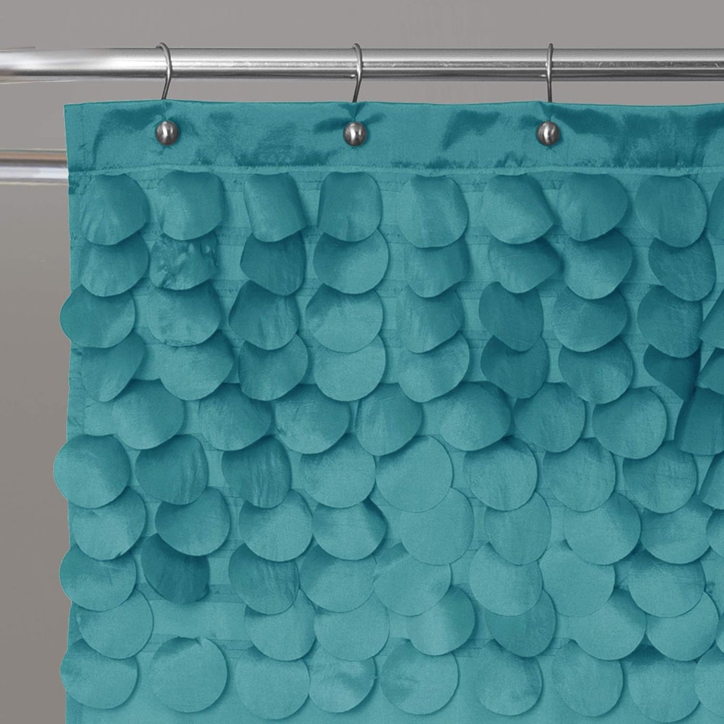 Lillian Shower Curtain | Textured Shimmer Circle Design Bathroom, 72” X 72”, Turquoise