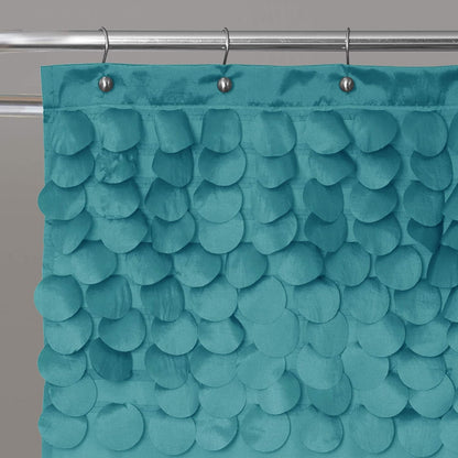Lillian Shower Curtain | Textured Shimmer Circle Design Bathroom, 72” X 72”, Turquoise