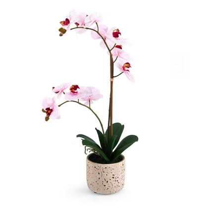 Elegant Real Touch Phalaenopsis Orchid – 21" Pink Faux Flower in Pot | Lifelike Artificial Orchid Plant for Home Decor