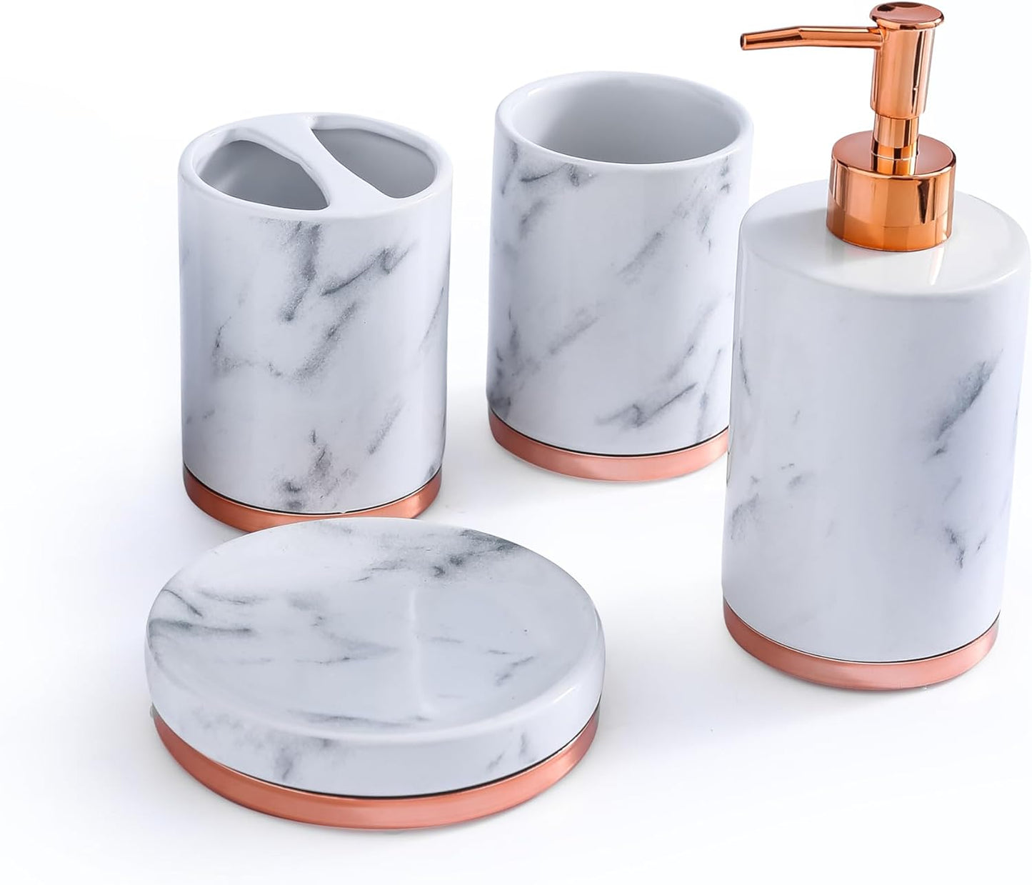 4-Piece Ceramic Bath Set — Purple Zebra Print