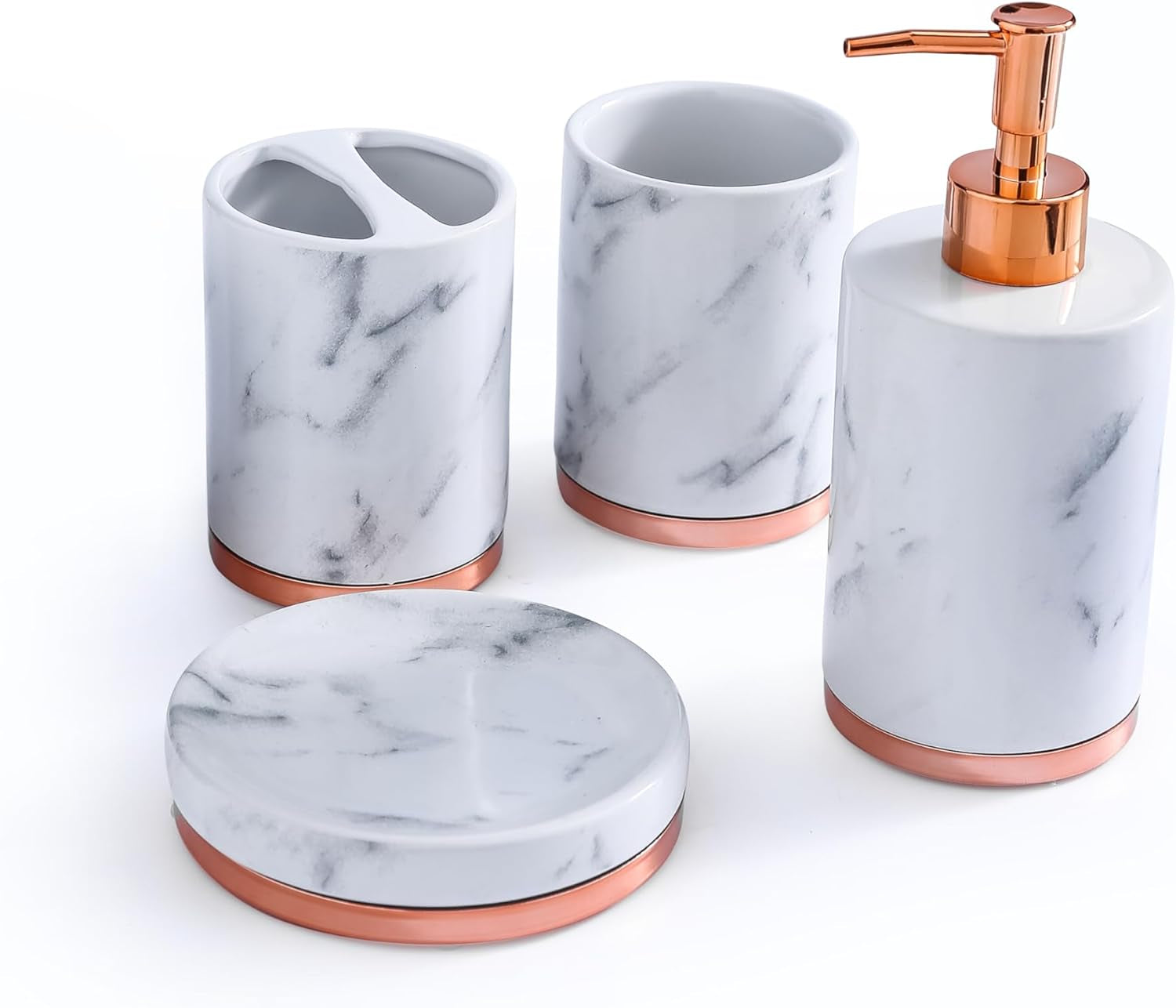 4-Piece Ceramic Bath Set — Purple Zebra Print