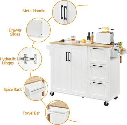   Mobile Kitchen Island with Adjustable Shelves