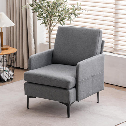 Cozy Linen Armchair with Handy Side Bag