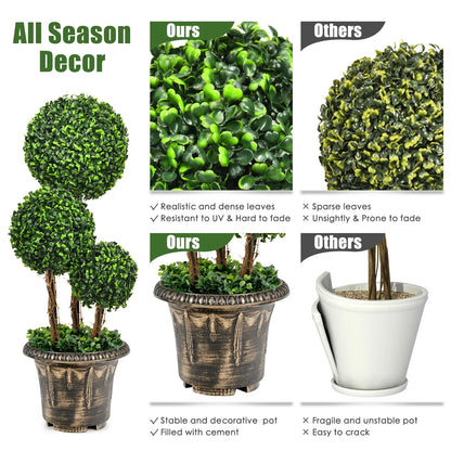 Three-Ball Artificial Topiary Tree, 30"