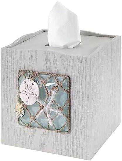 Coastal Resin Tissue Cover – Seaglass Collection Accent