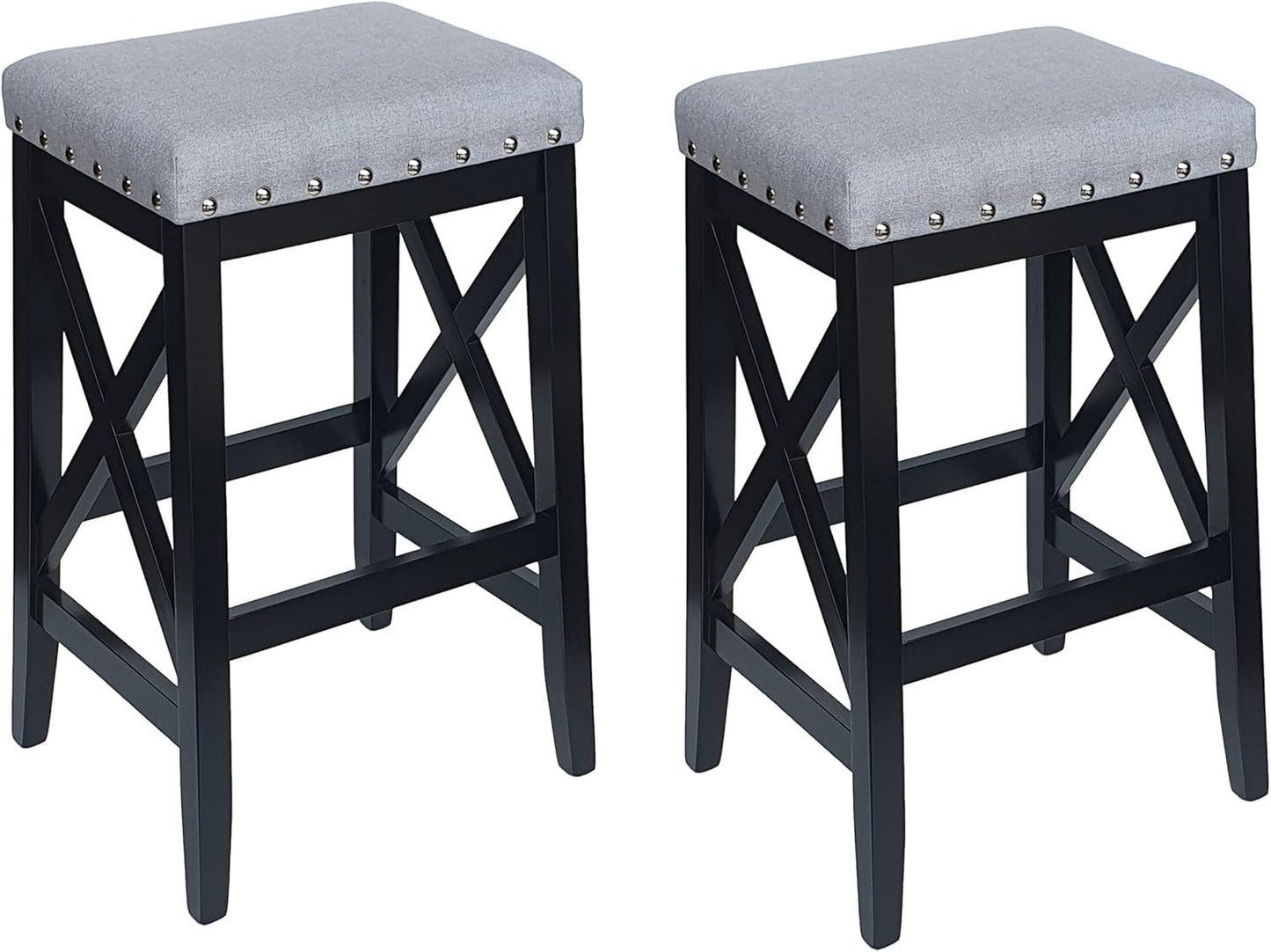 Blair Contemporary Farmhouse Upholstered Fabric Barstools - Set of 2