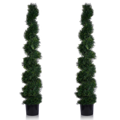 Set of 2 Spiral Topiary Cypress Trees – 3FT Indoor/Outdoor