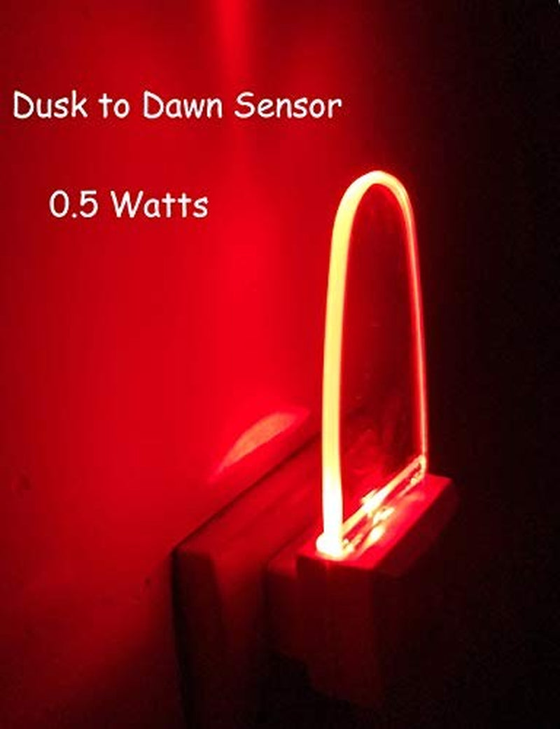 0.5W Plug in Light Sensor LED Red Night Light for Bedroom, Bathroom, Kitchen,