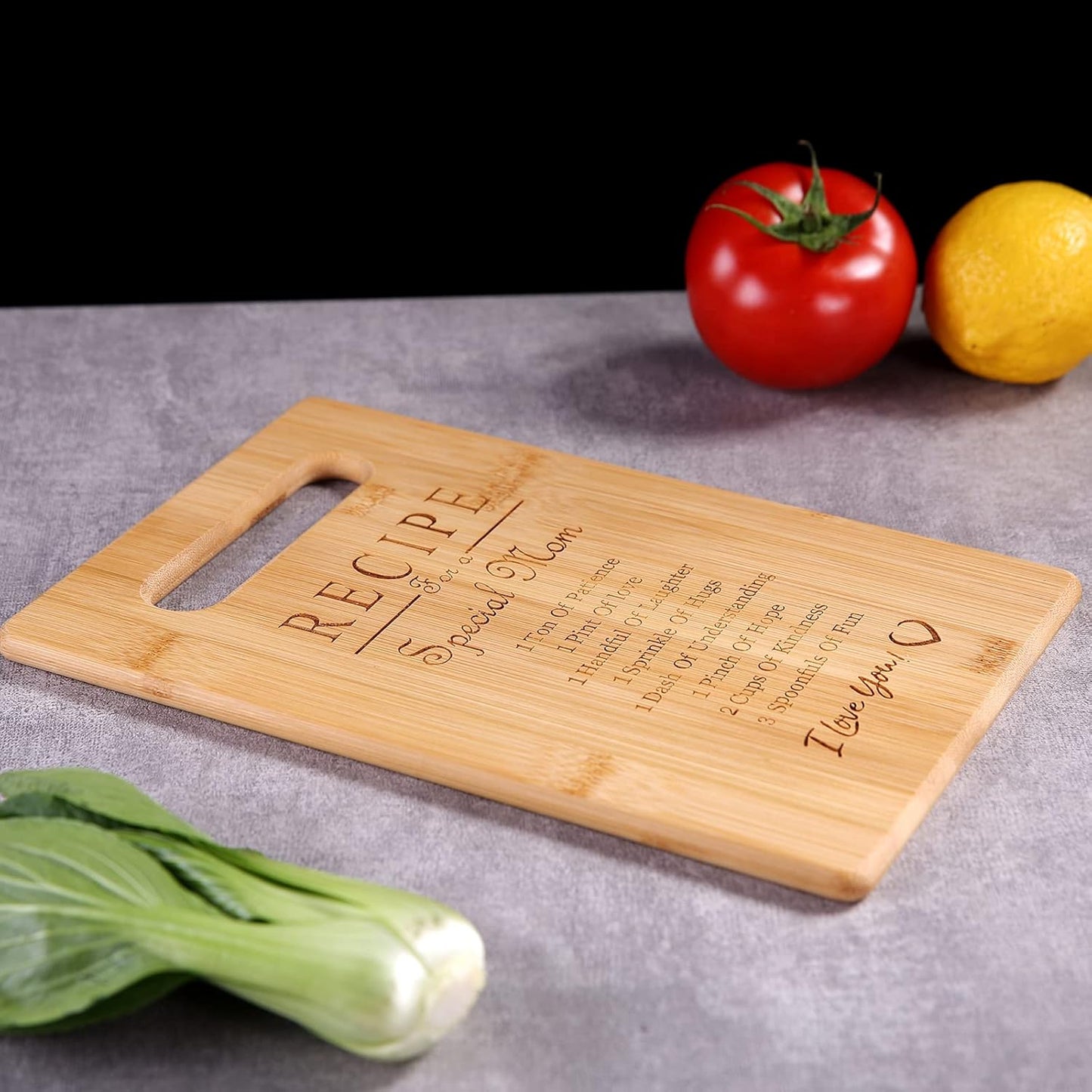Custom Engraved Bamboo Cutting Board for Mother's Day and Birthdays - Thoughtful Recipe Design for Moms