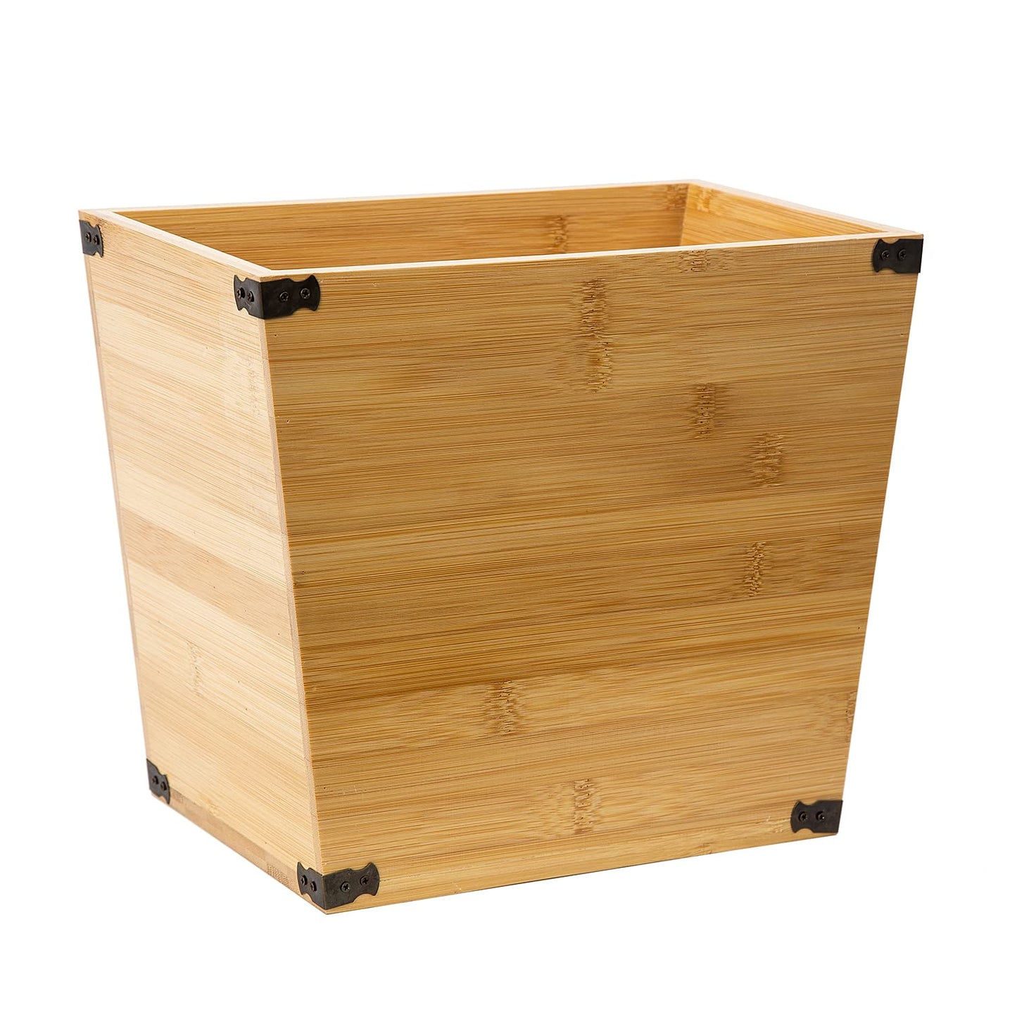 Gray Farmhouse Wood Trash Can with Metal Brackets – Rustic Waste Bin for Home & Office