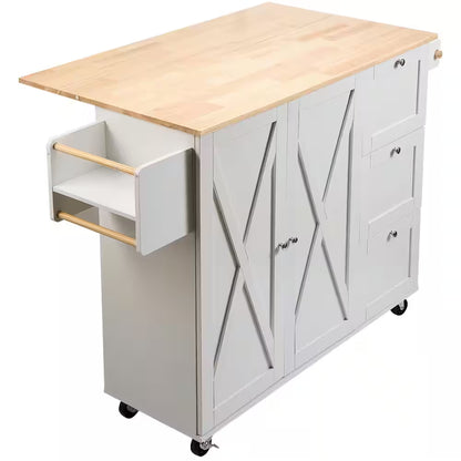 Kitchen Island Cart with Storage and Mobility