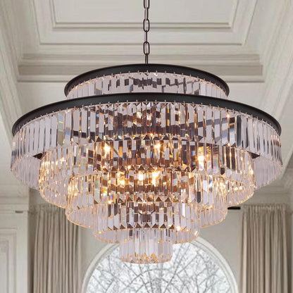 Elegant 7-Tier Crystal Chandelier, 17-Light Nickel Finish